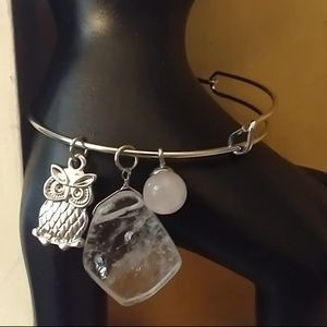 SILVERTONE BANGLE BRACELET W/CHARMS
